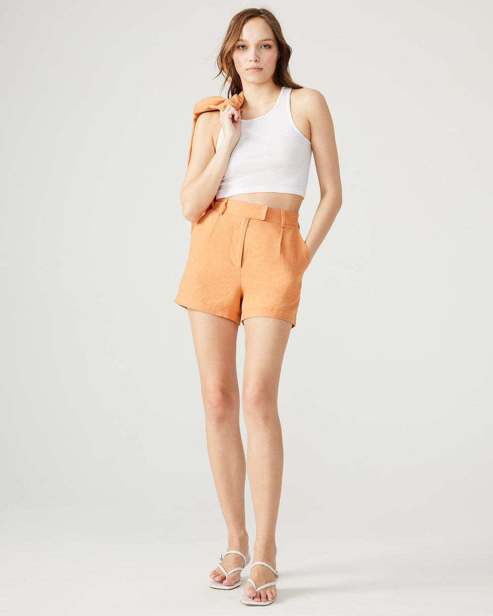 IMELDA Caramel Pleated Trouser Women's Shorts