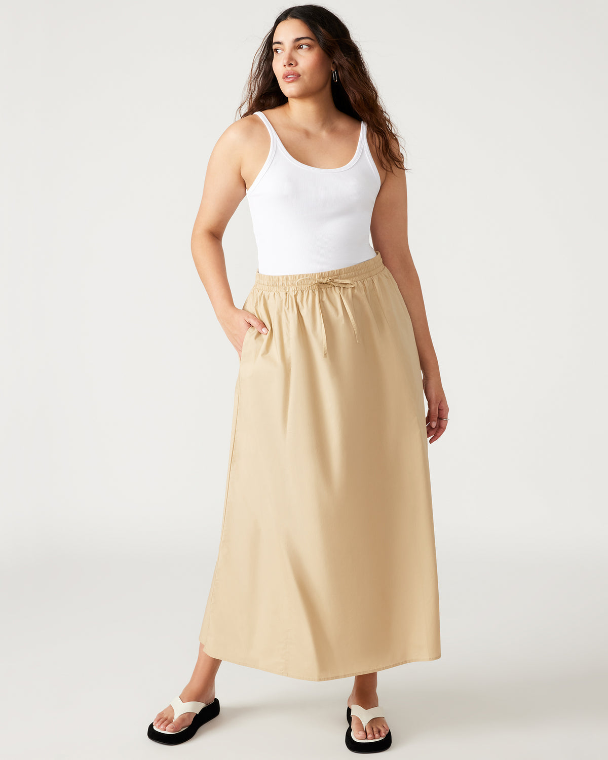 SUNNY Skirt Khaki | Women's A-Line Maxi Skirt