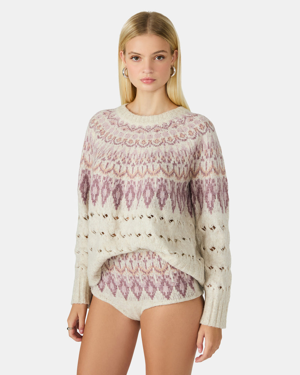 SUZETTE Multi Women's Fair Isle Long-Sleeved Pullover Sweater