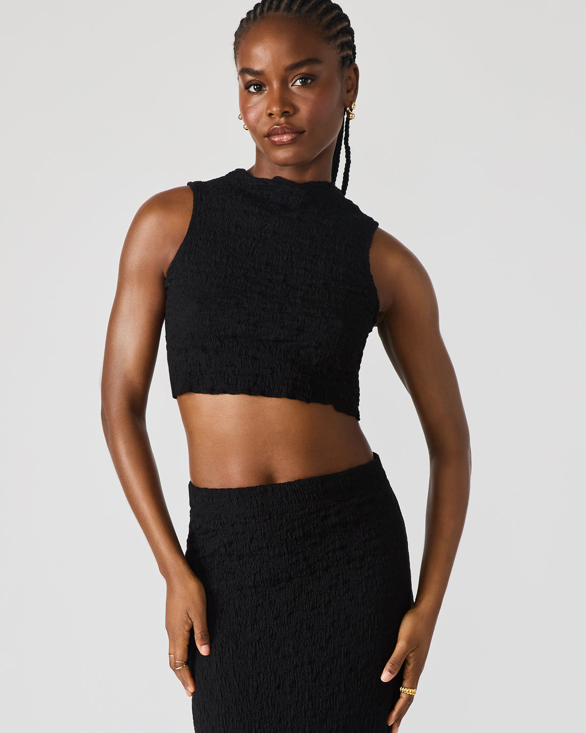 SEASIDE Maxi Skirt Set Black Women's Textured Matching Set