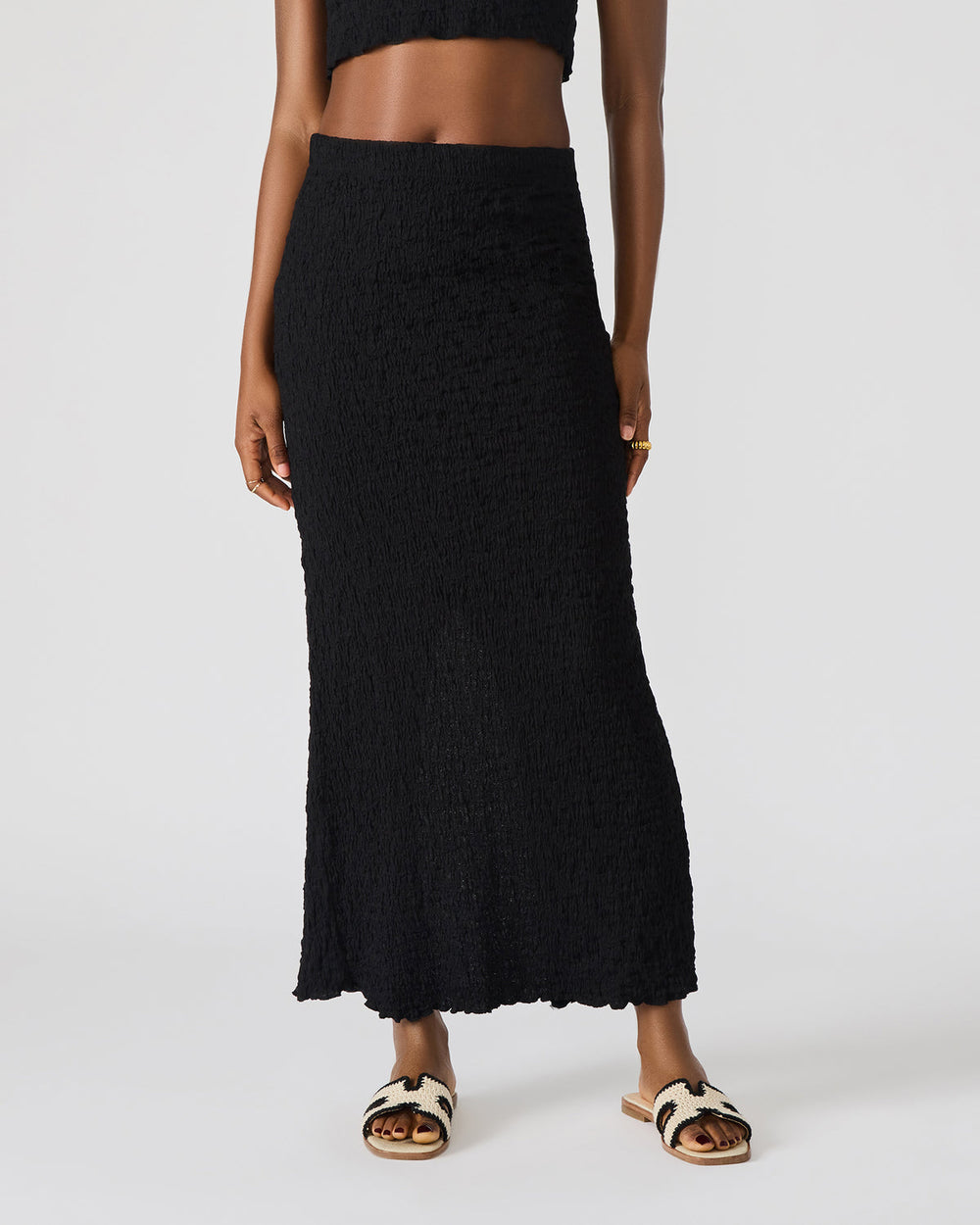 SEASIDE Maxi Skirt Set Black Women's Textured Matching Set