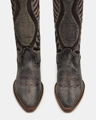 ALBANY Black Denim Pointed-Toe Women's Western Boot