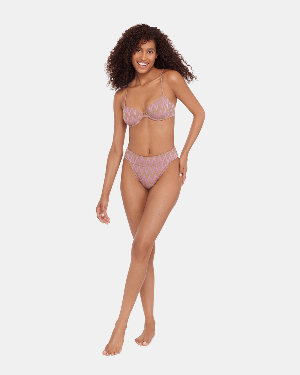 CHEVRON SHINE BIKINI BOTTOM Purple Women's Bikini Bottoms