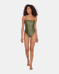 SHINE BRIGHT ONE PIECE SWIMSUIT Olive Women's Bandeau One-Piece Swimsuit