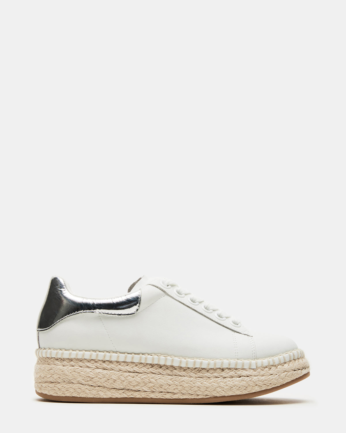 GLANCE White/Silver Espadrille Platform Casual | Women's Sneakers