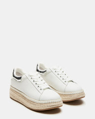 GLANCE White/Silver Espadrille Platform Casual | Women's Sneakers