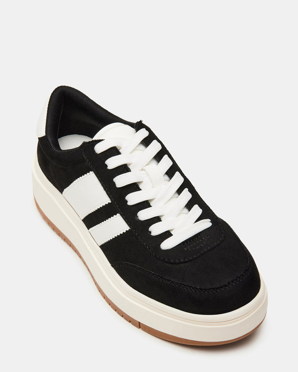NINJA White/Black Women's Lace-Up Platform Sneaker